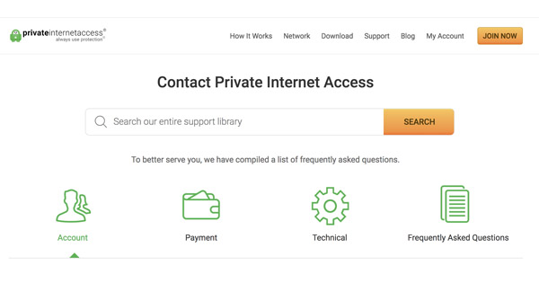 Kontakt Private Internet Access